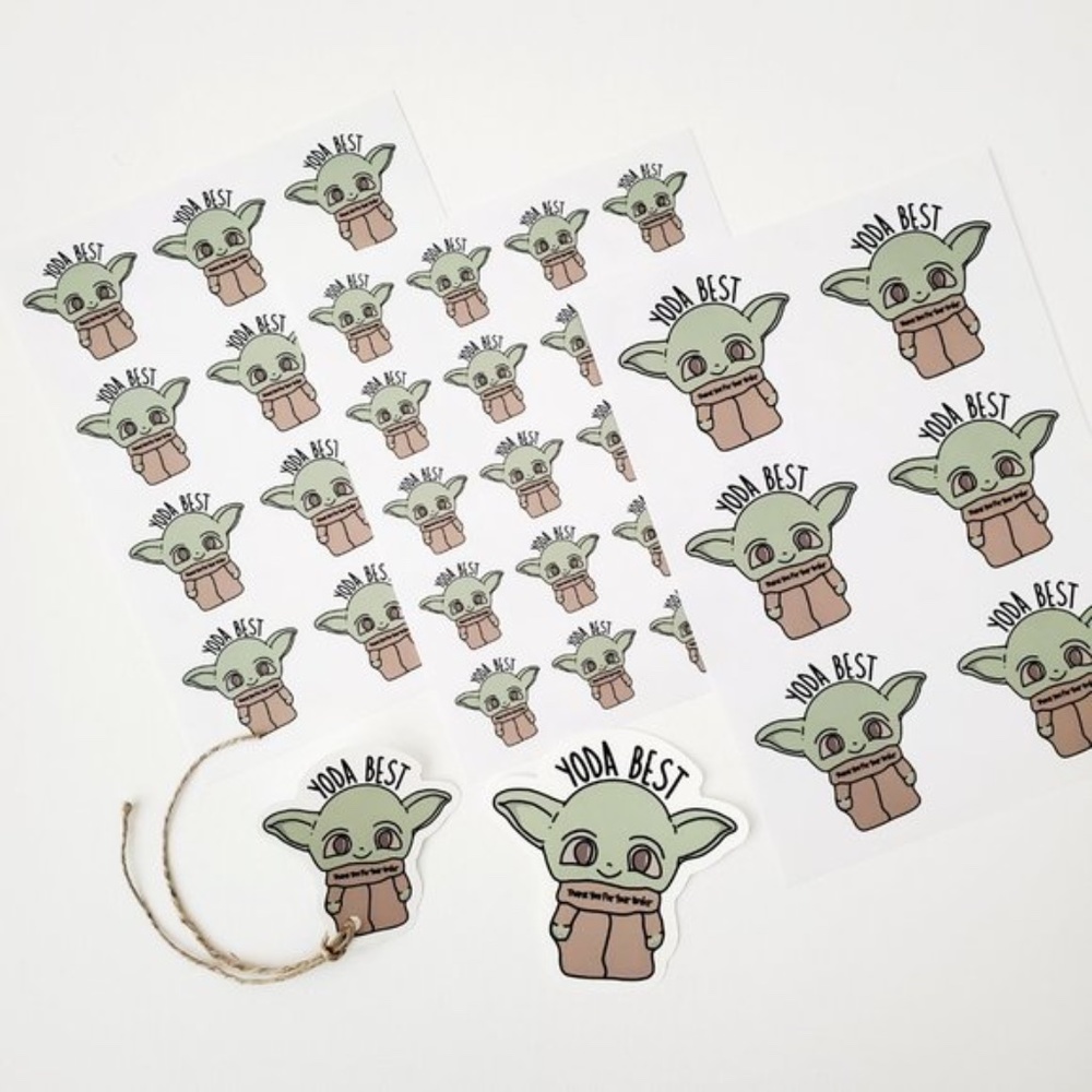 LB062 NOTE CARDS & HANG TAGS Custom Designs Poshmark Closet Baby Yoda - Picture 3 of 4